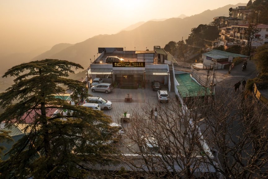 Golden hour over the hotel